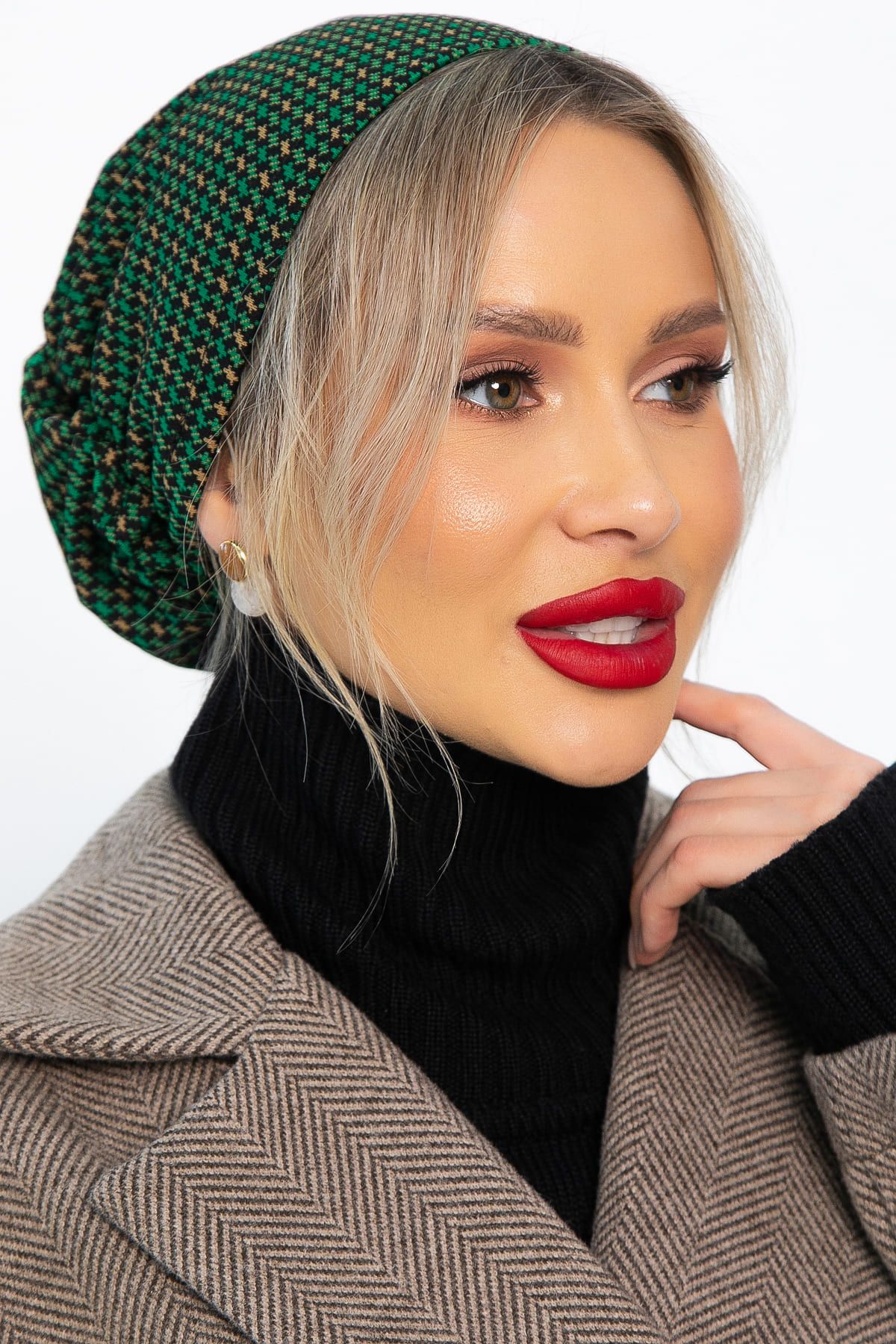 Чалма с резинкой (зелено-бежевая) ЧР9-23М