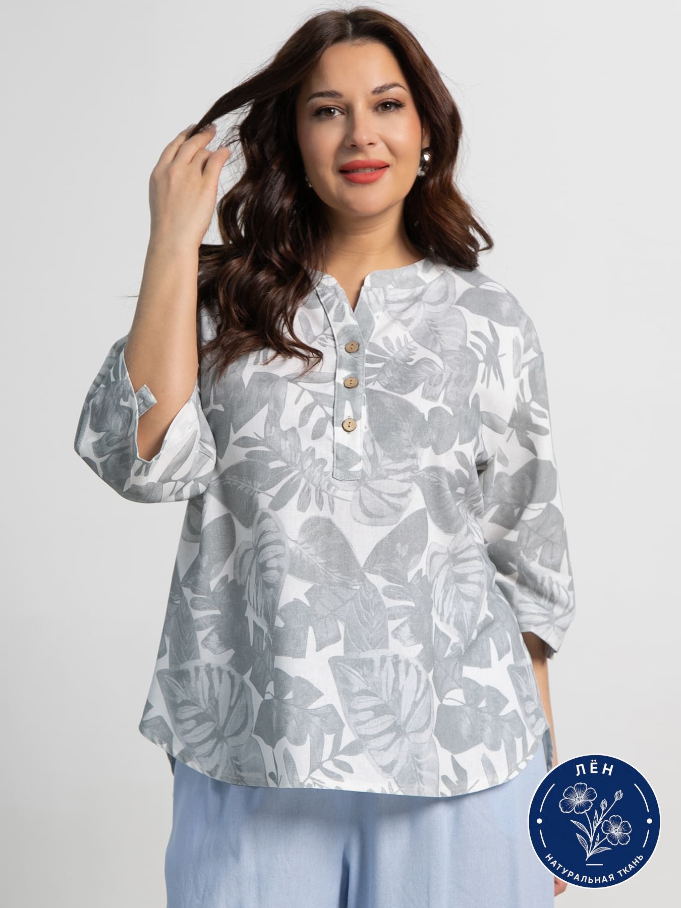 Блуза Блунди (бело-серая) Б15528-4М