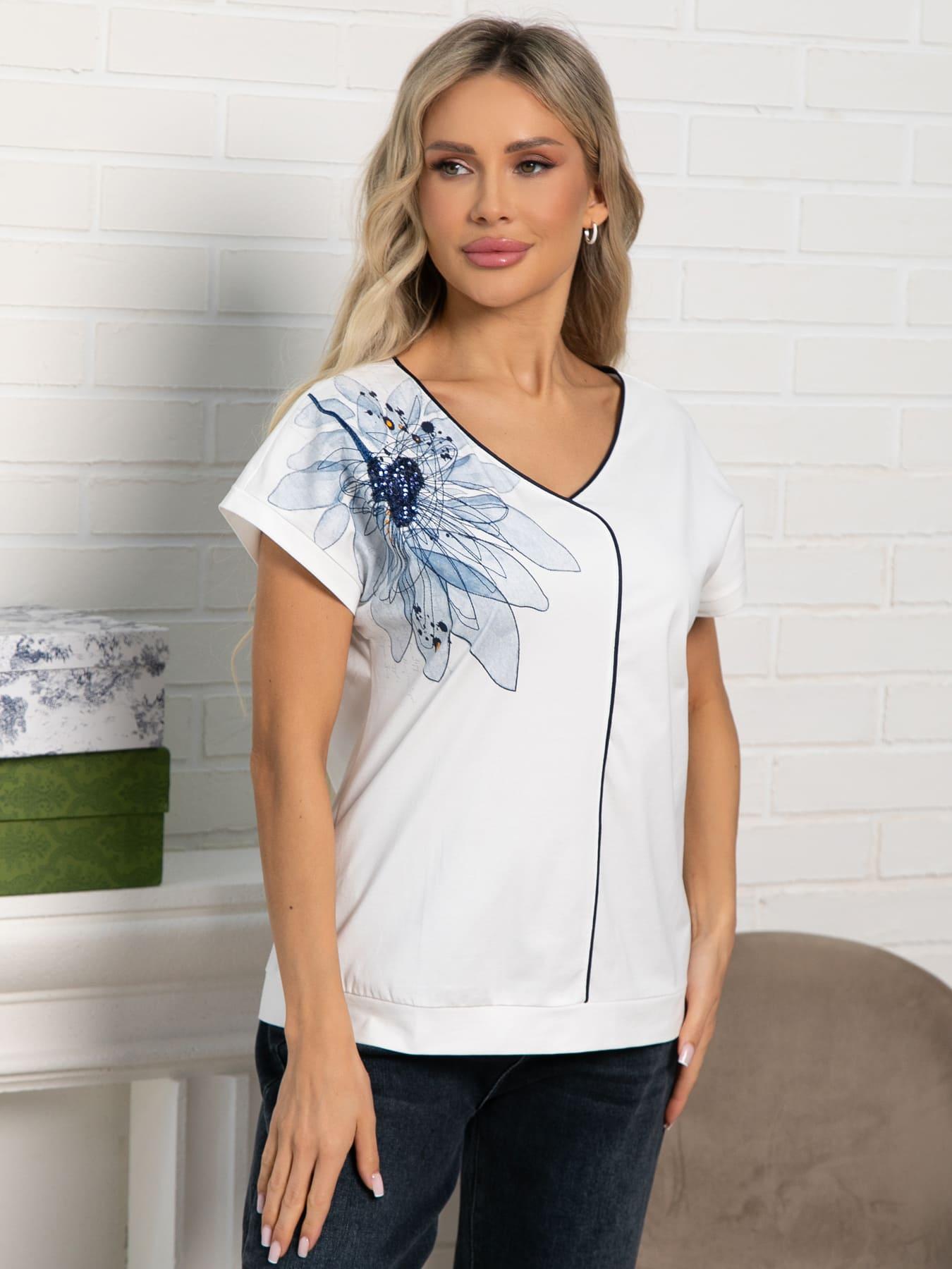 Блуза Капли росы (бело-голубая) Б15564-18М