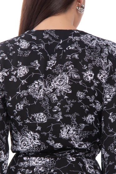 Платье "Моя прелесть" (чёрное с белыми цветами)  П7462