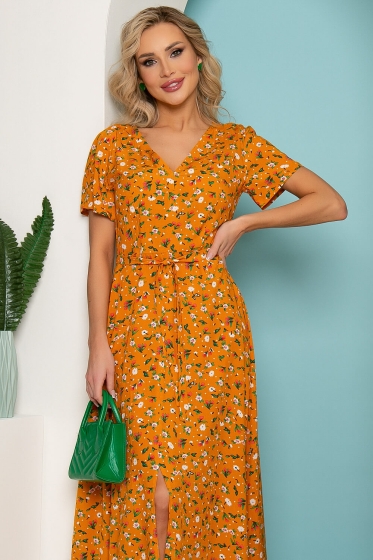 Платье "Римские каникулы" (горчица) П3524