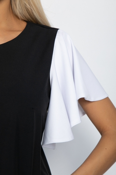 Блуза Мелодия стиля (черно-белая) Б11657