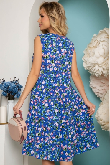 Платье "Элиза" (цветы на синем) П3679
