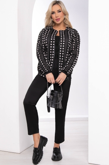 Бомбер на молнии (черно-белый) Б8352