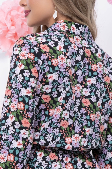 Платье "Городской романс" (блэк/васильки) П5787